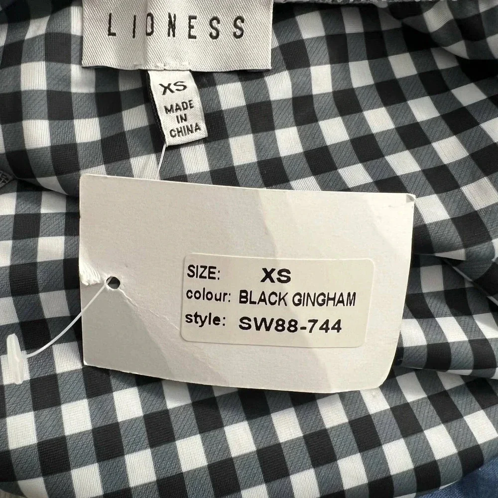 Lioness The Bo Derek Gingham One Piece Swimsuit‎ in Black Size XS